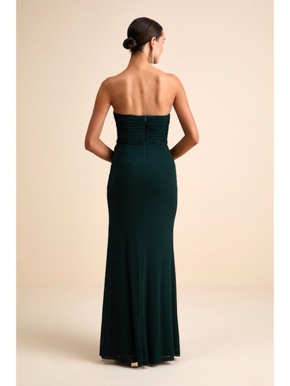 Lulus Epitome of Allure Maxi Dress Sz Small Emerald Green Mesh Strapless Gown - Picture 6 of 6